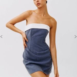 With Jean Pinstripe Corset Dress